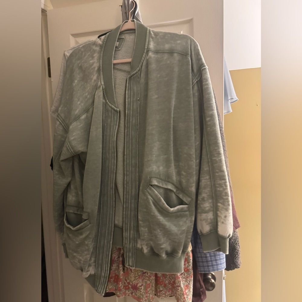 Free People Sage green Zip up jacket